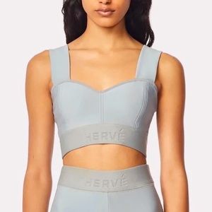Herve by Herve Leger slate athletic logo top.